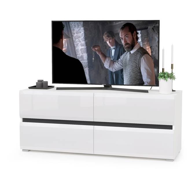 Стенка для гостиной со стеклянными фасадами Сидней № 11 цвет белый/чёрный/фасады МДФ белый глянец