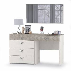 Стол туалетный с комодом и зеркалом Амели Моби цвет шёлковый камень/бетон чикаго беж
