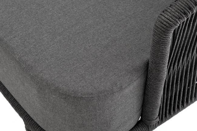 "Верона" диван 3-местный плетеный из роупа, каркас алюминий темно-серый (RAL7024) муар, роуп темно-серый круглый, ткань темно-серая 027 "Верона" диван 3-местный плетеный из роупа, каркас алюминий темно-серый (RAL7024) муар, роуп темно-серый круглый, ткань темно-серая 027