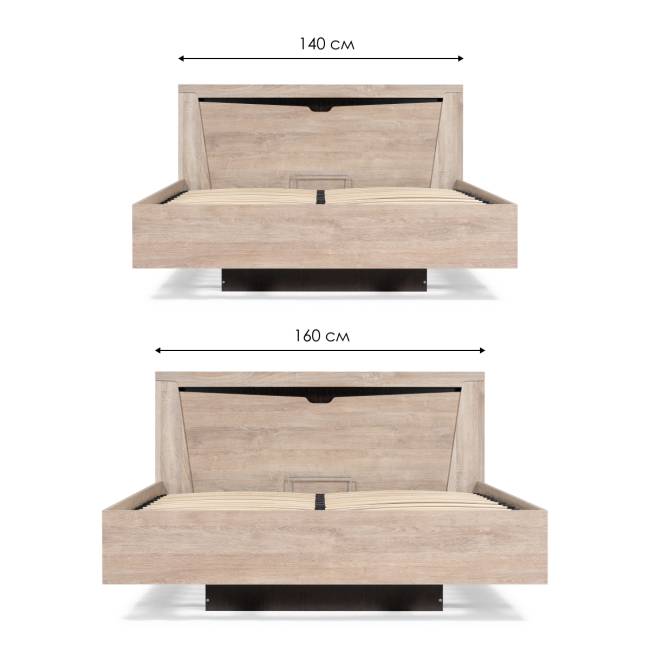 Кровать Магантия 140х200 сПМ парящая дуб баррик