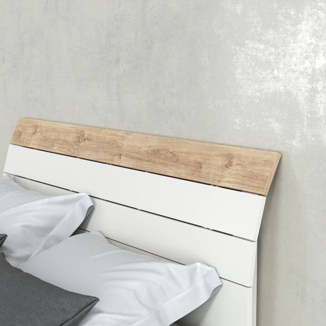 Двуспальная кровать Муссон с ортопедическим основанием цвет белый/дуб эндгрейн элегантный