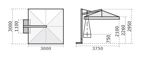 Зонт профессиональный 3х3 м Galileo Dark антрацит, слоновая кость 3000х3000 мм