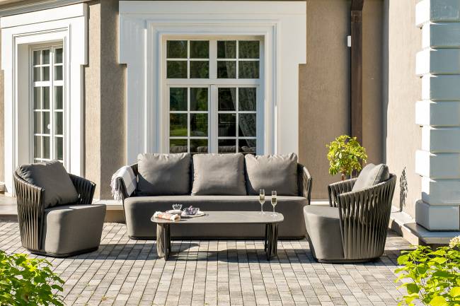 "Флоренция" лаунж-зона из искусственного ротанга, цвет графит (К)