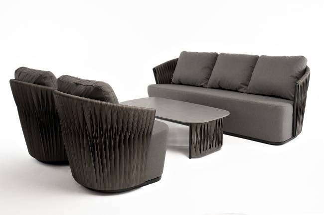 "Флоренция" лаунж-зона из искусственного ротанга, цвет графит (К)