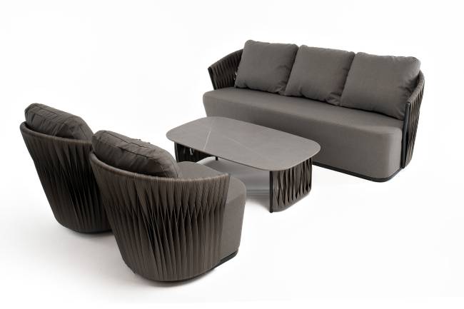 "Флоренция" лаунж-зона из искусственного ротанга, цвет графит (К)