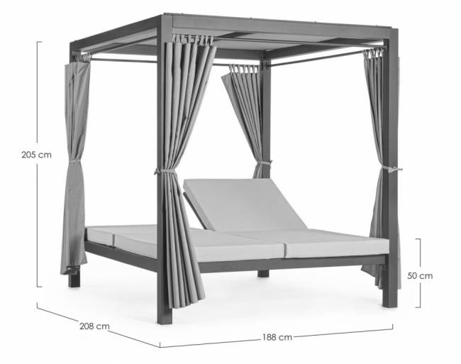 Шатер с лежаками Enigma антрацит, тортора 2080х1880х2050 мм