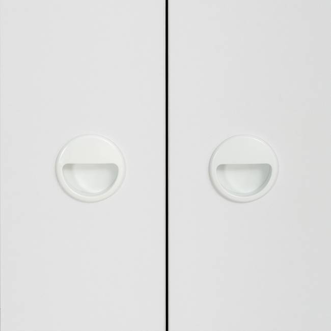 Два стола для учёбы, шкаф и две открытых полки Вуди цвет белый премиум/дуб крафт золотой