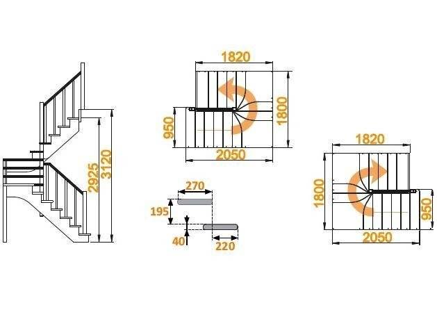 Деревянная лестница К-033м Деревянная лестница К-033м