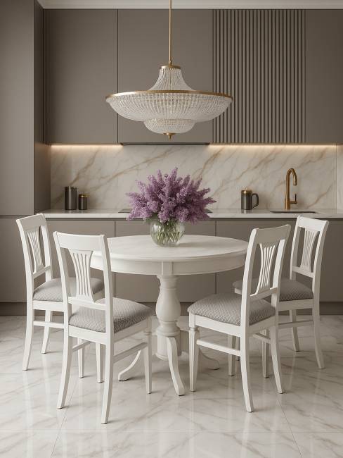 Стол обеденный Моро 04 раздвижной белый/серебро 100/140*100