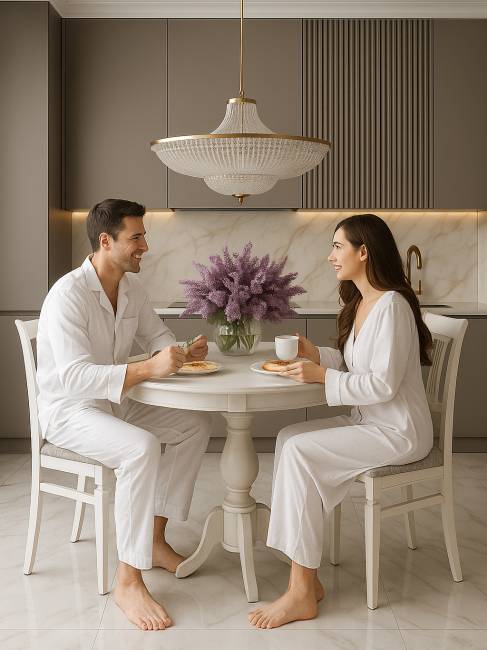 Стол обеденный Моро 04 раздвижной белый/серебро 100/140*100