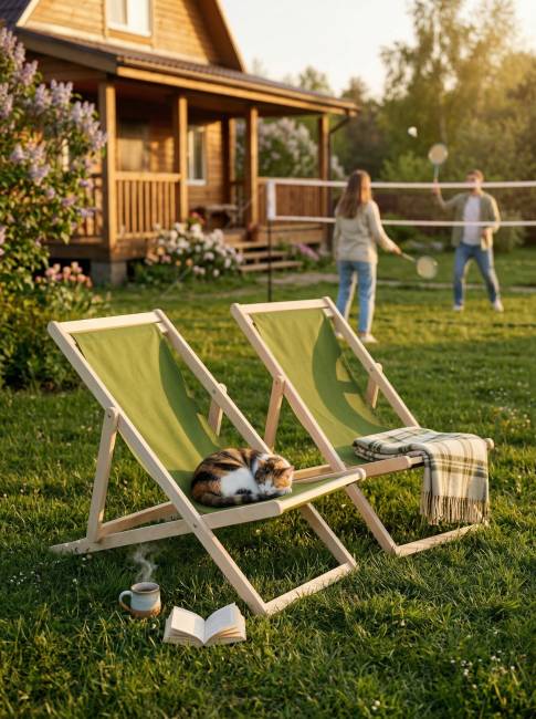 Шезлонг ткань зелёный