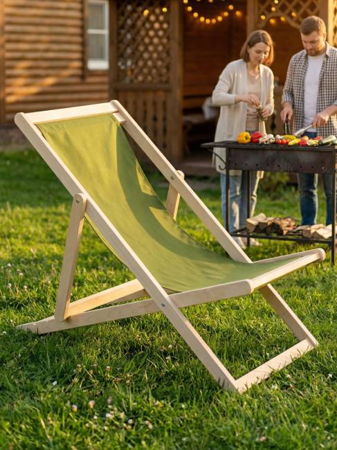 Шезлонг ткань зелёный