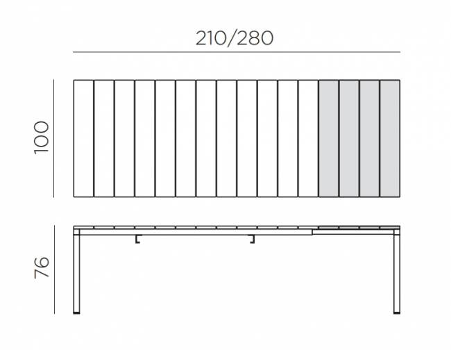 Стол пластиковый раздвижной Rio 210 Extensibile тортора 2100-2800х1000х760 мм