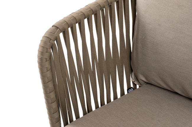 "Мальорка" диван 3-местный плетеный из роупа, основание дуб, роуп серо-коричневый 23мм, ткань бежевая 052 "Мальорка" диван 3-местный плетеный из роупа, основание дуб, роуп серо-коричневый 23мм, ткань бежевая 052