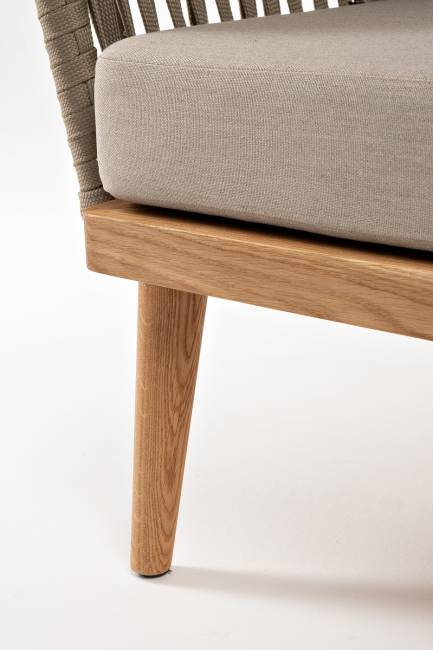 "Мальорка" диван 3-местный плетеный из роупа, основание дуб, роуп серо-коричневый 23мм, ткань бежевая 052 "Мальорка" диван 3-местный плетеный из роупа, основание дуб, роуп серо-коричневый 23мм, ткань бежевая 052