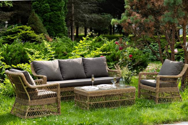 "Гранд Латте" лаунж-зона из искусственного ротанга, цвет соломенный