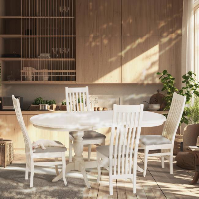 Стул DOLCE мягкое сидение бук, 40х46х100см, ivory white, велюр Tenerife Ultimate grey белый бук