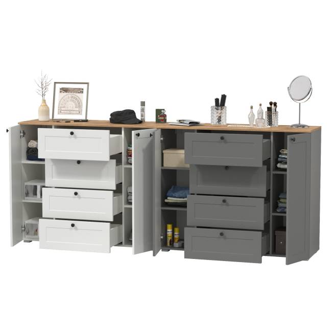 Два больших комода Остин цвет белый шагрень/серый графит/дуб крафт золотой Два больших комода Остин цвет белый шагрень/серый графит/дуб крафт золотой