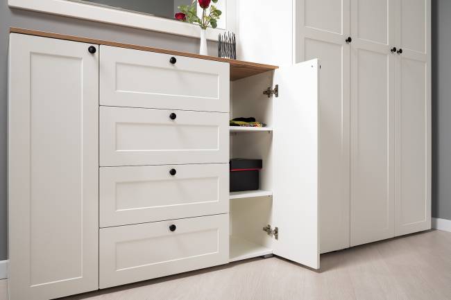 Два больших комода Остин цвет белый шагрень/серый графит/дуб крафт золотой Два больших комода Остин цвет белый шагрень/серый графит/дуб крафт золотой