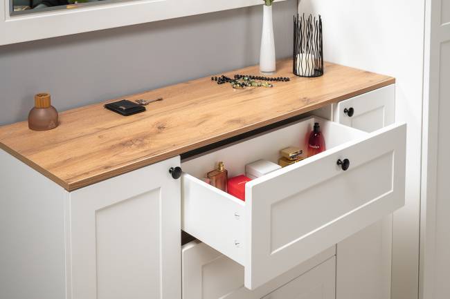 Два больших комода Остин цвет белый шагрень/серый графит/дуб крафт золотой Два больших комода Остин цвет белый шагрень/серый графит/дуб крафт золотой