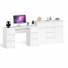 Двухтумбовый стол компьютерный МС-2 с ящиками и тумба-комод МК1200.4 Мори цвет белый Двухтумбовый стол компьютерный МС-2 с ящиками и тумба-комод МК1200.4 Мори цвет белый