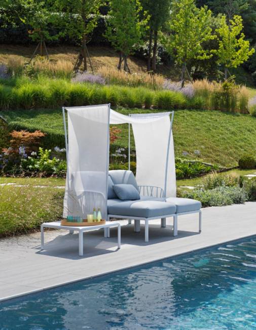 Лаунж-диван двухместный Komodo белый, синий 1440х1500х880 мм Лаунж-диван двухместный Komodo белый, синий 1440х1500х880 мм