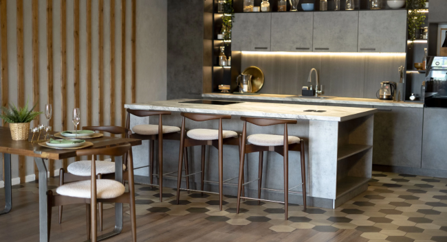 Стул Noble полубарный, массив бука - серый - бук черный