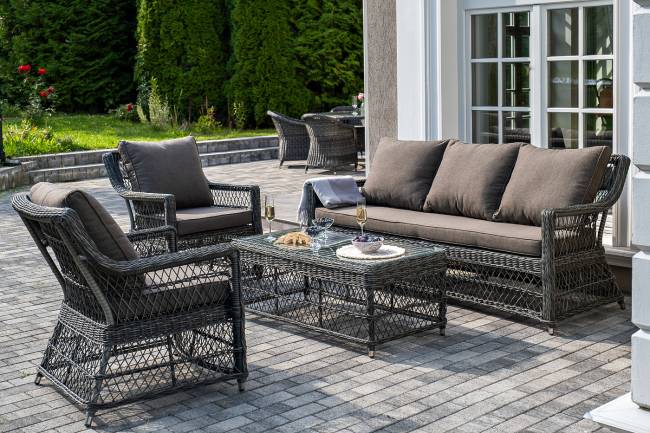 "Гранд Латте" лаунж-зона из искусственного ротанга, цвет графит