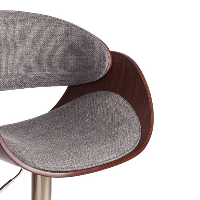 Барный стул LANDO (mod.4036) металл/дерево/ткань, 59х51х93-114 см, высота сиденья 62-83 см, серый/орех/хром, Aimcasa 28 орех темный, серый Барный стул LANDO (mod.4036) металл/дерево/ткань, 59х51х93-114 см, высота сиденья 62-83 см, серый/орех/хром, Aimcasa 28 орех темный, серый