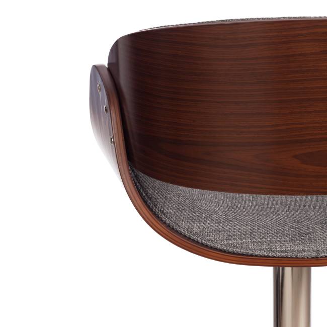 Барный стул LANDO (mod.4036) металл/дерево/ткань, 59х51х93-114 см, высота сиденья 62-83 см, серый/орех/хром, Aimcasa 28 орех темный, серый Барный стул LANDO (mod.4036) металл/дерево/ткань, 59х51х93-114 см, высота сиденья 62-83 см, серый/орех/хром, Aimcasa 28 орех темный, серый