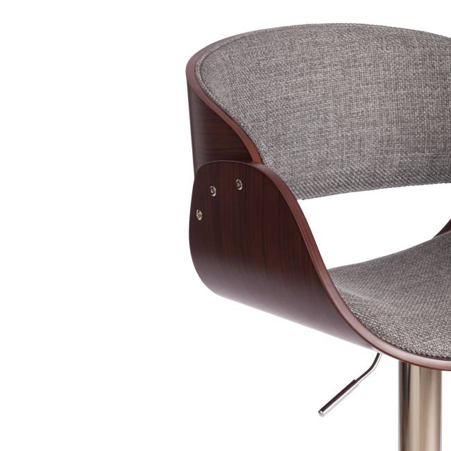 Барный стул LANDO (mod.4036) металл/дерево/ткань, 59х51х93-114 см, высота сиденья 62-83 см, серый/орех/хром, Aimcasa 28 орех темный, серый Барный стул LANDO (mod.4036) металл/дерево/ткань, 59х51х93-114 см, высота сиденья 62-83 см, серый/орех/хром, Aimcasa 28 орех темный, серый