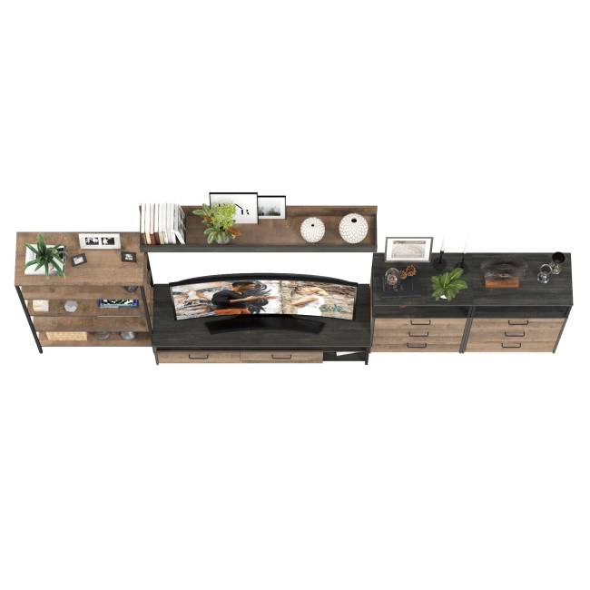 Индустриальная стенка для гостиной Трувор № 97 цвет дуб гранж песочный/интра Индустриальная стенка для гостиной Трувор № 97 цвет дуб гранж песочный/интра