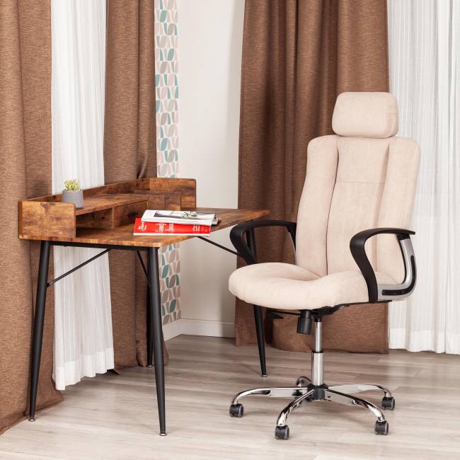 Кресло OXFORD хром флок , бежевый, 7 бежевый флок Кресло OXFORD хром флок , бежевый, 7 бежевый флок