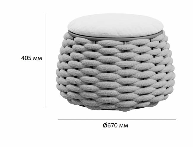 Пуф-столик плетеный с подушкой Pouf терракотовый, светло-бежевый Ø670х405 мм Пуф-столик плетеный с подушкой Pouf терракотовый, светло-бежевый Ø670х405 мм