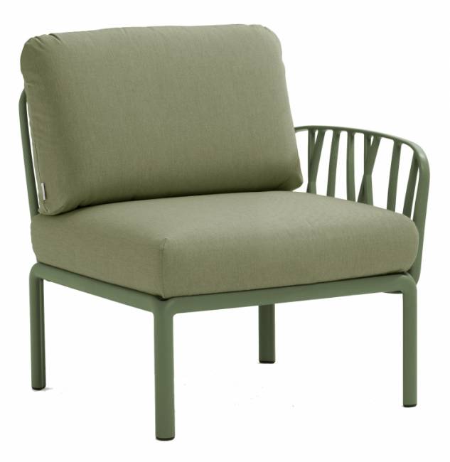 Модуль правый/левый пластиковый с подушками Komodo Elemento Terminale DS/SX агава, джунгли 745х780х900 мм Модуль правый/левый пластиковый с подушками Komodo Elemento Terminale DS/SX агава, джунгли 745х780х900 мм