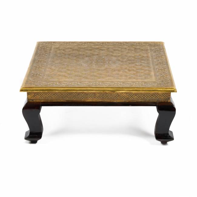 Столик Secret De Maison GOLDEN HAVELY ( mod. BJ-002) дерево манго, 46х46x18, этническая чеканка (Комплект из 2 шт.) этническая чеканка дерево манго