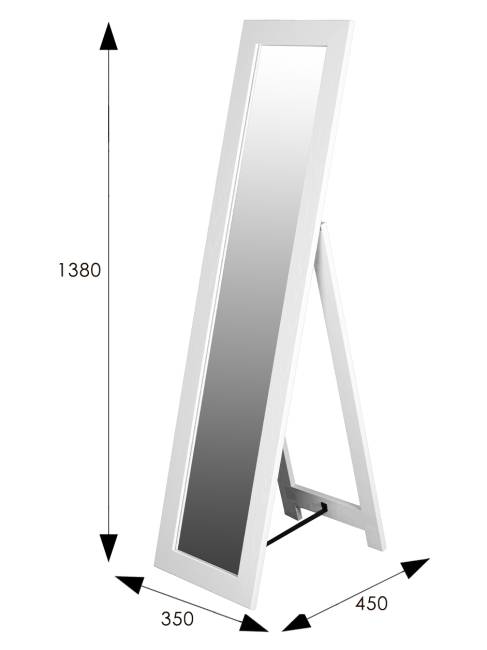 Зеркало напольное BeautyStyle 8 белый 138 см х 35 см