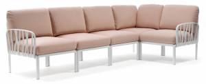 Диван пластиковый с подушками Komodo 5 белый, розовый 2940х1540х880 мм