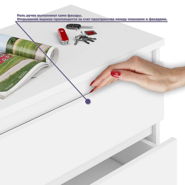 Комод три ящика Мори 800.1 и стол компьютерный две тумбы МС-2 цвет белый