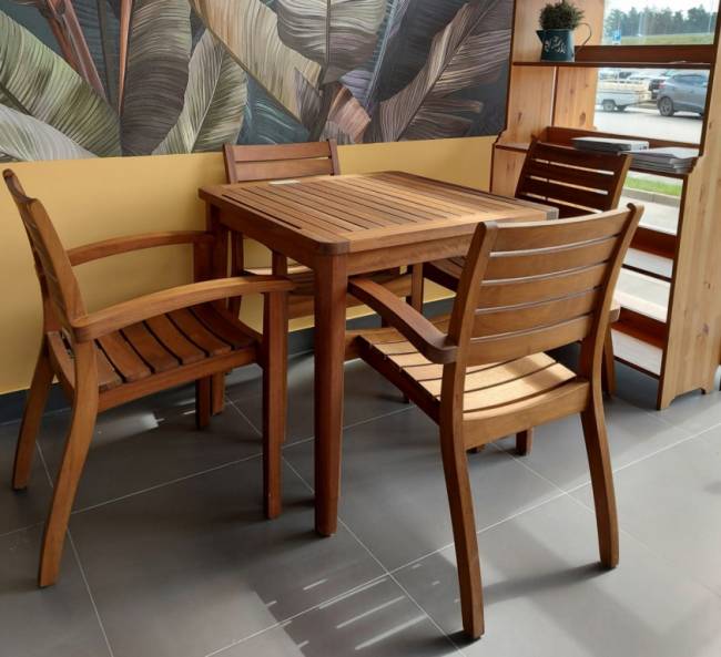 Кресло деревянное с подушкой Stock натуральный, зеленый 560х560х880 мм