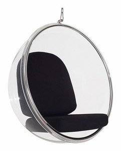 Кресло подвесное Bubble Chair Черное Экокожа