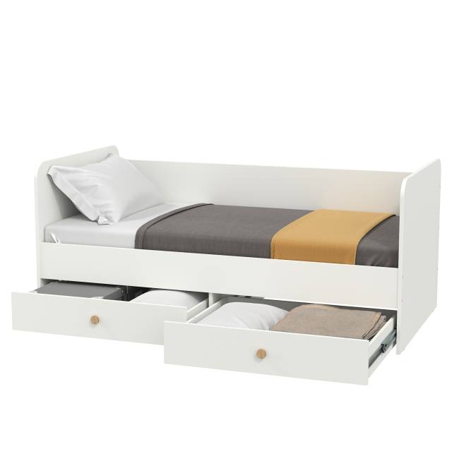 Кровать детская с ящиками Джастин 11.55 цвет белый шагрень