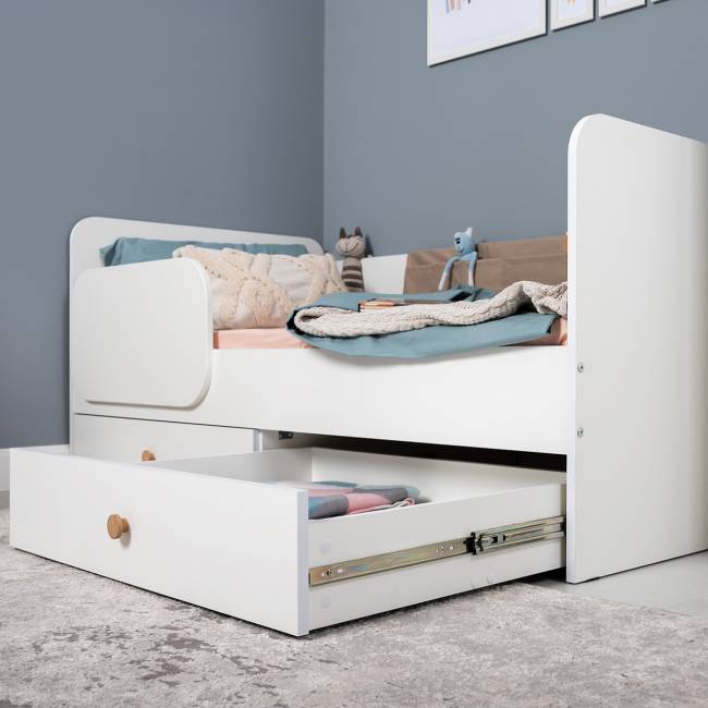 Кровать детская с ящиками Джастин 11.55 цвет белый шагрень