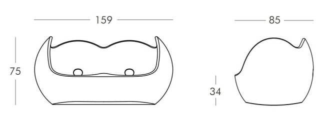 Диван пластиковый Blossy Standard слоновый серый 1590x850х750 мм