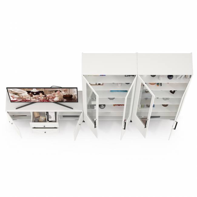 Два серванта и тумба под аппаратуру Валенсия цвет белый шагрень