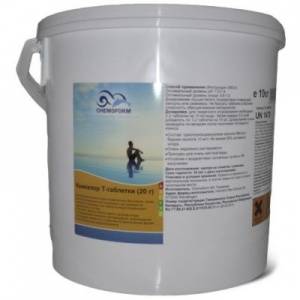 КЕМОХЛОР Т, 50кг ведро, табл.20гр, медленнорастворимый хлор для непрерывной дезинфекции воды