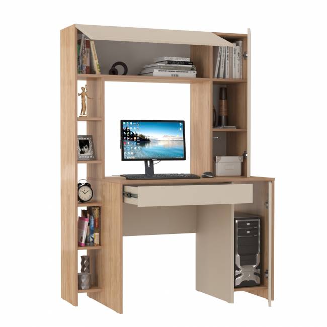 Компьютерный стол с системой хранения Комфорт 12.71 цвет гикори рокфорд натуральный/сатин Компьютерный стол с системой хранения Комфорт 12.71 цвет гикори рокфорд натуральный/сатин