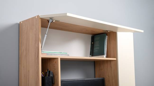 Компьютерный стол с системой хранения Комфорт 12.71 цвет гикори рокфорд натуральный/сатин Компьютерный стол с системой хранения Комфорт 12.71 цвет гикори рокфорд натуральный/сатин