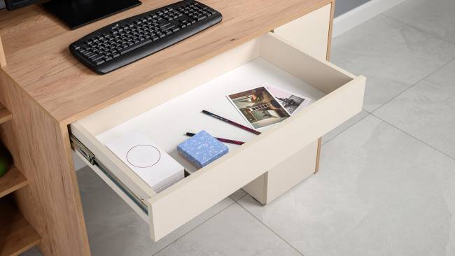 Компьютерный стол с системой хранения Комфорт 12.71 цвет гикори рокфорд натуральный/сатин Компьютерный стол с системой хранения Комфорт 12.71 цвет гикори рокфорд натуральный/сатин