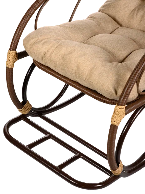 Кресло качалка с подножкой из искусственного ротанга, какао